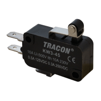 Wyłącznik krańcowy,mikro,z dźwignią i rolką 1×CO 10A/230VAC,0,3A/250VDC,15mm,4,8x0,5 mm,IP00(1szt) | KW3-45 Tracon