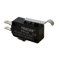 Wyłącznik krańcowy,mikro,z zakrzywioną dźwig. 1×CO 10A/230VAC,0,3A/250VDC,28mm,4,8x0,5 mm,IP00(1szt) | KW3-65 Tracon
