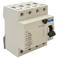 Wyłącznik różnicowo-prądowy 4-polowy 40A, 30mA, 6kA, AC(1szt) | TFV4-40030 Tracon