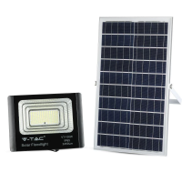 Naświetlacz LED solarny V-TAC 35W czarny IP65 pilot timer VT-100W 4000K 2450lm | 3800157645614 LED EUROPE