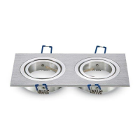 Oczko V-TAC aluminiowe odlew 2xGU10 kwadrat aluminium szczotkowane VT-783SQ-AB | 3800157607377 LED EUROPE
