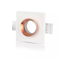 Oczko V-TAC gips GU10 kwadrat wpuszczane G-K białe+złoto VT-866-GSQ 5 lat gwarancji | 3800157635646 LED EUROPE