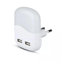 Lampka nocna do gniazdka LED z USB V-TAC SAMSUNG CHIP kwadrat VT-84-SQ 3000K 10lm | 3800157645034 LED EUROPE
