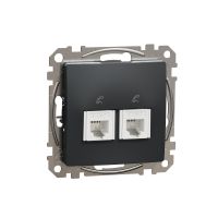 Gniazdo telefoniczne podwójne RJ11, czarny antracyt, Sedna Design & Elements | SDD114492 Schneider Electric