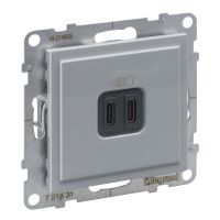 Gniazdo USB typ A + C 5 V 3A, aluminium, Suno | 721331 Legrand