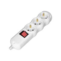 Rozgałęźnik wielogniazdowy 3x2P+Z z wyłącznikiem, Schuko, biały | OR-AE-13263(GS)/W Orno