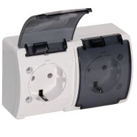 Gniazdo podwójne 2x2P+Z Schuko IP44 biały dymiony (zestaw 10szt) , Aquatic | OR-OE-7106(GS)/WT/10 Orno