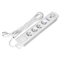 Listwa przeciwprzepięciowa, 4 gniazda 2P+Z, kabel 3x1,0mm2, 3m, z wyłącznikiem podświetlanym dwutoro | OR-AE-13243/W/3M Orno