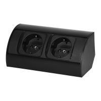 Gniazdo meblowe bez wyłącznika, 2x2P+Z (Schuko), czarne | OR-AE-1303(GS)/B Orno