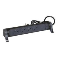 Przedłużacz PREMIUM obrotowy 4X2P+Z z ogr. przepięć, z przewodem 1,5m 3X1.0mm2 czarny/grafitowy | 049423 Legrand