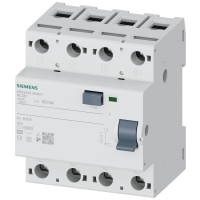 Wyłącznik różnicowoprądowy 3+N typ A, In: 125 A, 100 mA, Un AC: 400 V, krótkozwłoczny | 5SV3445-6KK01 Siemens
