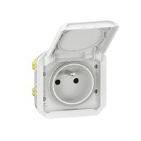 Gniazdo 2P+Z zaciski śrubowe mechanizm 16A - 250V~ białe, Nowe Plexo  | 069624L Legrand