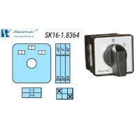 Łącznik krzywkowy  SK16-1.8364/P03 R-0-A(45st) 16A, mocowany do pulpitu pokrętło czarne IP65 | SK16-1.8364\P03 R-0-A Spamel