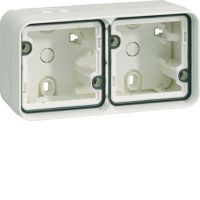 Adapter natynkowy 2-kr poziomy, 2 wejścia, IP55, biały, W.1 | WNA682B Hager