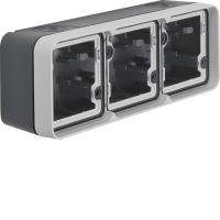 Adapter natynkowy 3-kr poziomy 2 wejścia, IP55, szary, W.1 | WNA683 Hager