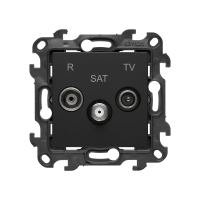 Gniazdo antenowe R-TV-SAT końcowe/zakończeniowe, 1x wejście: 5 MHz-2,4 GHz, czarny mat, Simon 24 | NASK.01/49 Kontakt Simon
