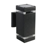 Kinkiet ogrodowy V-TAC czarny IP44 2xE27 kwadrat góra dół VT-968 | 3800157683050 LED EUROPE