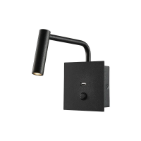 Oprawa LED V-TAC 3W kinkiet hotel łóżko USB włącznik czarny COB CREE VT-2943 3000K 150lm 3 lata gwar | 3800157686396 LED EUROPE