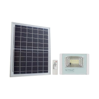 Naświetlacz LED solarny V-TAC 12W biały IP65 pilot timer VT-25W 4000K 550lm | 3800170207783 LED EUROPE