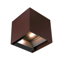 Oprawa ścienna solarna V-TAC 9W LED COB brąz corten kostka 15x15cm IP65 czujnik ruchu VT-409CCT 3000 | 3800170228559 LED EUROPE
