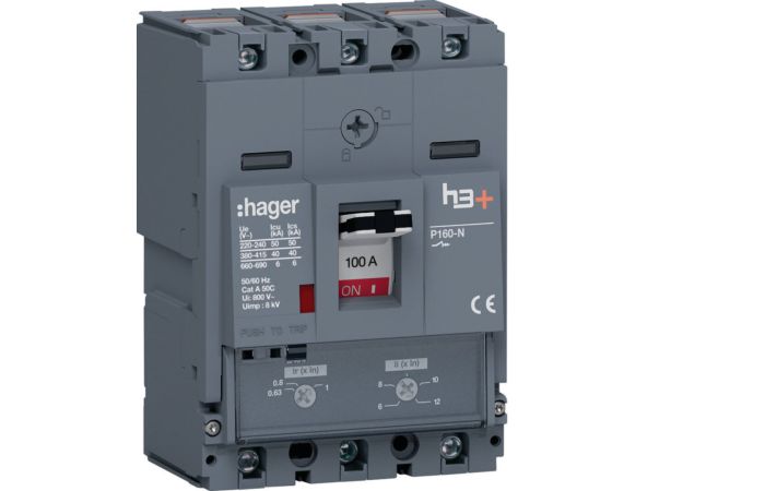 Wyłącznik mocy MCCB h3+ P160 3P 100A 40kA TM | HNS100DC Hager