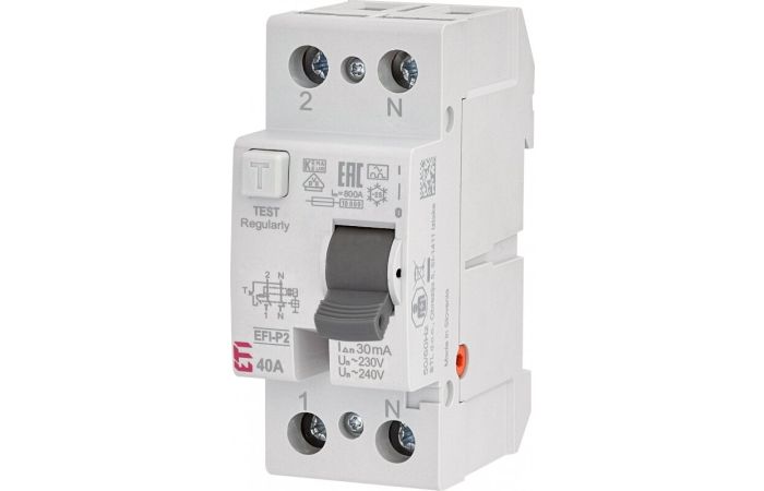Wyłącznik r&oacute;żnicowoprądowy 2P 40A 30mA typ A 6kA, EFI6-P2 A 40/0.03 | 002061262 Eti