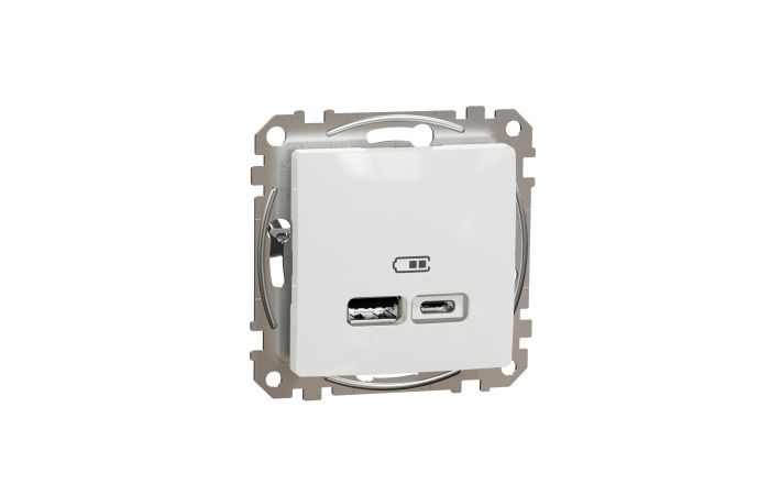 Gniazdo ładowania USB typ A+C 2,4A, białe, Sedna Design & Elements | SDD111402 Schneider Electric
