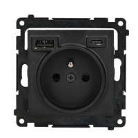 Gniazdo z ładowarką 2xUSB C+A (moduł) czarny mat, Simon 55 | TGZ1ZUSB2CA.01/149 Kontakt Simon