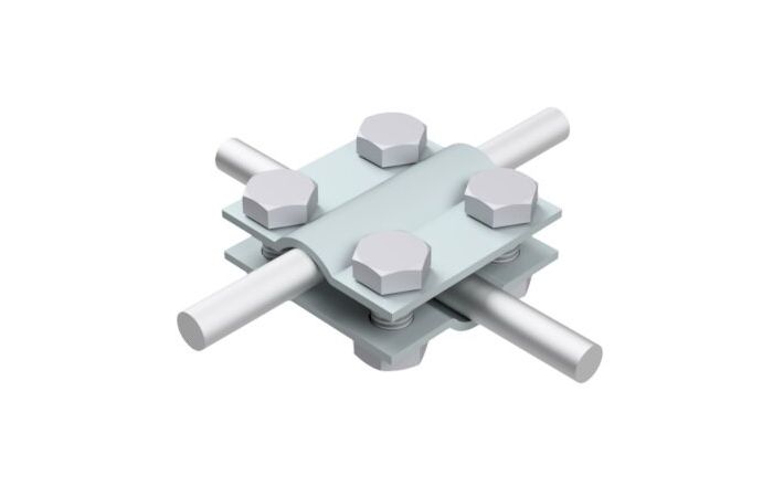 Złącze krzyżowe 4xM8x16 dwie płytki B do 20mm drut Fi- 5-12mm, ocynk | AH01101 AH Hardt