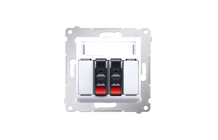 Gniazdo głośnikowe 2-krotne z polem opisowym, biały DGL32.01/11 Simon 54 | DGL32.01/11 Kontakt Simon