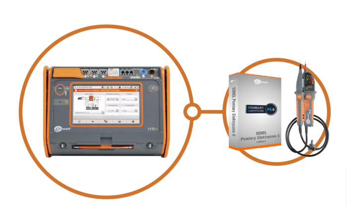Miernik parametr&oacute;w instalacji elektrycznych MPI-540-PV + Program SPE6 + wskaźnik napięcia P-5 | WMPLMPI540PVSPE6P5 Sonel