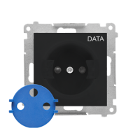 Pokrywa gniazda wtyczkowego pojedynczego z kluczem DATA do: SGZ1CM/ SGZ1M, Czarny mat Simon 55 | TGD1ZP/149 Kontakt Simon