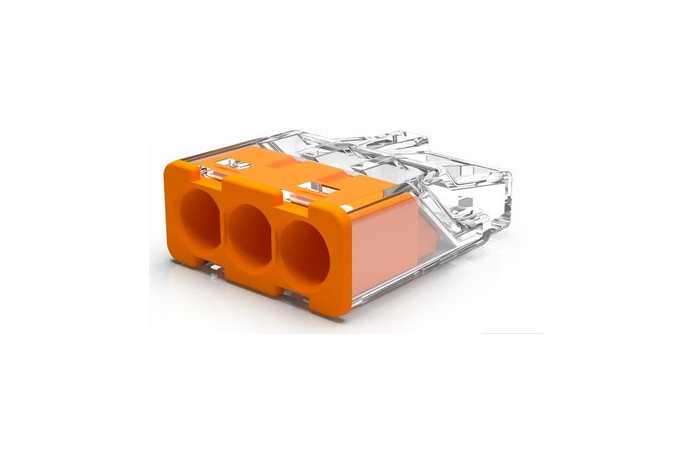 Szybkozłączka mini PC-213S, 3-torowa drut, 0,2-2,5mm2, 24A, 450V (opak=100szt) | PC-213S Trytyt