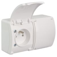 Gniazdo podwójne z uziemieniem (2x2P+Z) VG 162-01, n/t IP44 białe z klapką białą (1szt) | 61.380 Elektro-Plast Opatówek