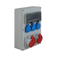 Rozdzielnica budowlana RB-1632 IP44 1x16A/5P,1x32A/5P,3xGS 230V 2P+Z, okien 9mod.348x228x170mm szara | 65.1632 Elektro-Plast Opatówek