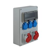 Rozdzielnica budowlana RB-1616 IP44 2x16A/5P,3xGS 230V+Z, okien 9mod. 348x228x165mm szara | 65.1616 Elektro-Plast Opatówek