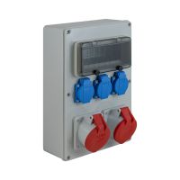 Rozdzielnica budowlana RB-3232 IP44 2x32A/5P, 3xGS 230V 2P+Z, okien 9mod. 348x228x170mm szara | 65.3232 Elektro-Plast Opatówek