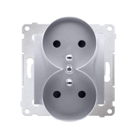 Gniazdo wtyczkowe podwójne z/u z przesłoną 16A zac. śrubowe, srebrny DGZ2MZN.01/43 Simon 54 Nature | DGZ2MZN.01/43 Kontakt Simon
