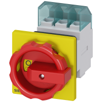 Rozłącznik główny/awaryjny 3LD2 3P 25A 9,5kW montaż tablicowy żółto-czerwone pokrętło | 3LD2154-0TK53 Siemens