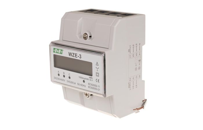 Licznik zużycia energii, trójfazowy 80A MID | WZE-3 F&F